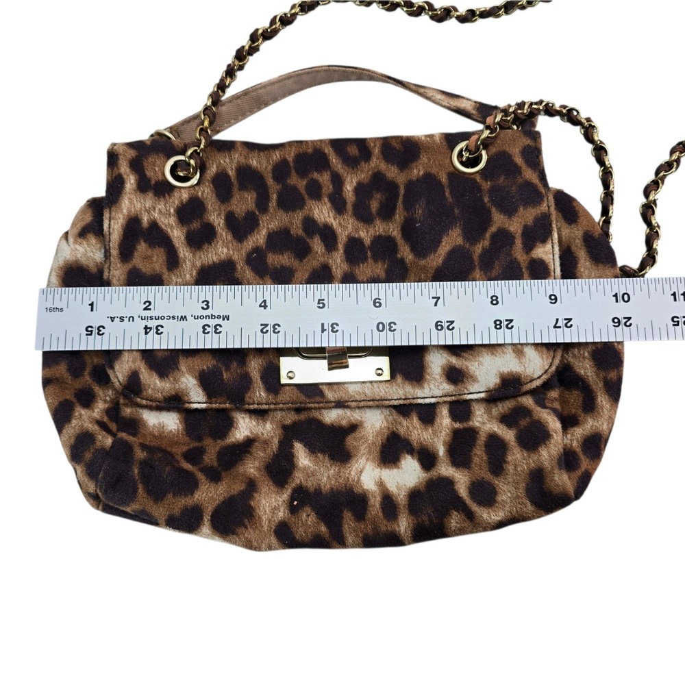 Chico's Leopard Print Crossbody Bag Brown Gold Chain Turnlock Classic Chic OS - Picture 11 of 12